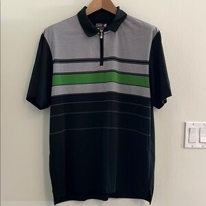 Izod Black and Green Polo Shirt Modern Sporty Design